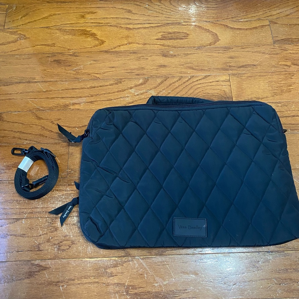 Vera Bradley Black Ultralight Laptop Workstation Crossbody
